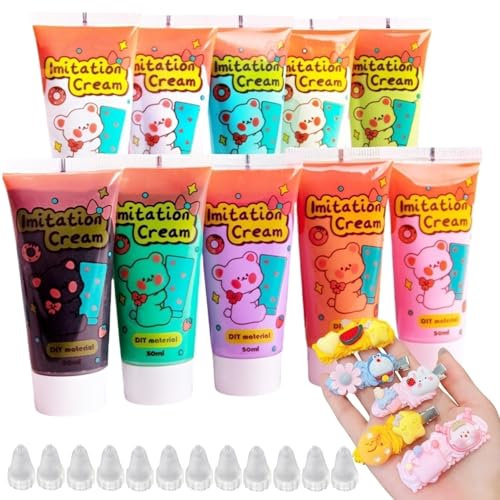 Tokaneit 12 Pieces Simulation Fake Whipped Cream, Cream Clay Adhesives for Mirrors, DIY, Handmade Crafts