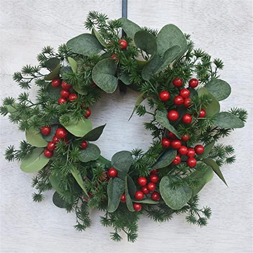 Weihnachtskranz Tür Tannenkranz mit Weihnachtskugeln Weihnachten Adventskranz Künstlicher Türkranz Weihnachtsdekoration Winterkranz für Kamin Haustür Wand Fenster