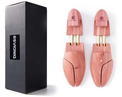 Esvioniq Forma per scarpe da uomo in cedro rosso con doppi tubi, forme per scarpe regolabili per uomini, legno, UK 6.5 - 7.5 /EU 40-41