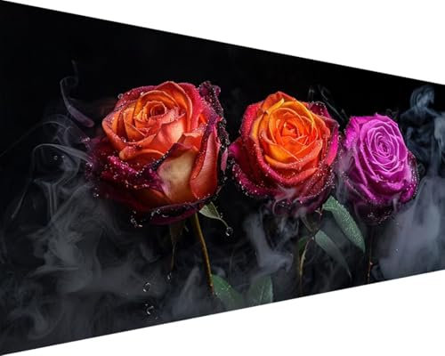 Peinture Numero Adulte Fleur Peinture au Numero Loisirs Créatifs Adultes Peinture par Numero Sans Cadre avec Pinceaux et Acryliques Bricolage Peintures Kits, Décoration Murale (30x60cm, Rose) X-M