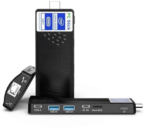 HEIGAOLAPC Mini PC Stick Win 10, Fanless Mini Computer, Pentium N4200 4GB 64GB eMMC (1.1 GHz), USB3.0 X 2, RJ45 Gigabit Ethernet 4K 60Hz, WiFi BT 5.0, HDMI 2.0 für Geschäft Zuhause Büro(No Type-c)