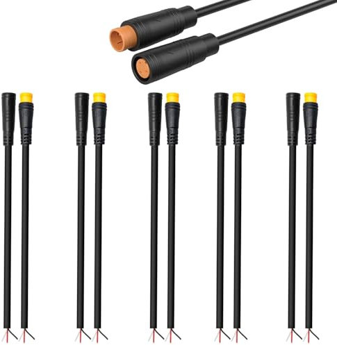 VISSQH 5 Pairs Waterproof Julet 3 Pin Ebike Extension Cable Connector for e-bikes male and female plug wire,3 pin cable connector for electric bike light,DIY Bike Projects(20 cm)