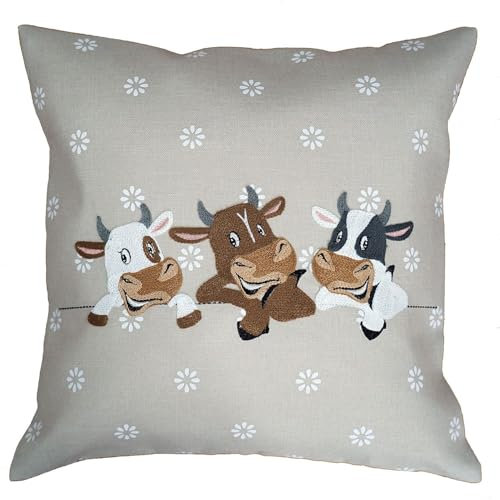 texpot Kissenhülle 40 x 40 cm Kühe Kissenbezug Dekokissen Sofakissen