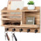 Nekon Key Holder for Wall, 11.8 x 7.8 x 3.1 Wooden Key and Mail Organizer Wall-Mounted, Key Rack with 5 Hooks for Entryway Hallway, Rustic Home Decor (Wood)