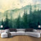 DLERFLOVR Papier Peint Panoramique Soie 350X256Cm Taille - Géant Fresque Murale 3D Forêt Abstraite Arbres Montagnes, Pour Salon Manger Restaurant Chambre D'Enfant Décoration Murale