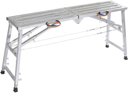 Piattaforma di ponteggio pieghevole portatile regolabile per pulizia del soffitto, pittura, lavaggio auto, capacità di carico 150 kg (200 x 30 cm)