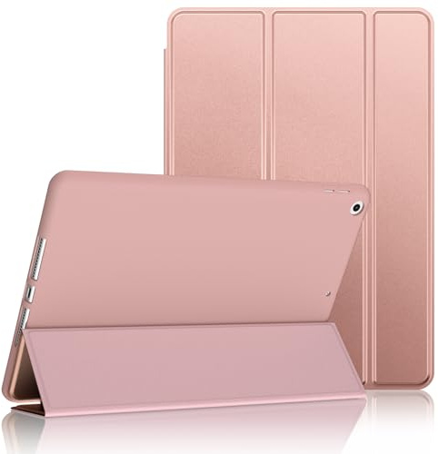 Yisica Protective Cover for iPad 9th Generation Case 2021/iPad 8th Generation Case 2020/7th Gen 2019, Tri-Fold Slim Tablet Cover with Auto Wake/Sleep, Full-Body Protection Anti-Fingerprint Rose Gold