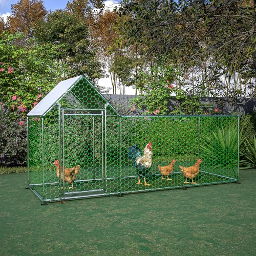 Redkid 12m² Metall Freilaufgehege Hühnerstall 3x4x2m - Mit Wasserdichtetem PE-Tuch und Sicherheitsschloss - hühnergehege freilauf groß für Hühner, Kaninchen und Verschiedene Kleintiere (1x3x1.5m)