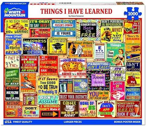 White Mountain Things I Have Learned Puzzle 1000 Piece Vintage Jigsaw Puzzles for Adults and Families