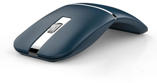 Bluetooth Wireless Arc Travel Mouse, Dual Model (2.4G+BT5.1) Rotating Foldable Mouse for Microsoft, Rechargeable Slim Portable Mice for Laptop, Notebook, PC, MacBook, Chromebook - Sapphire Blue