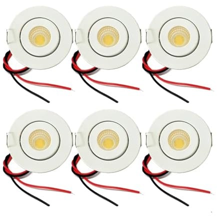 eufeifeiegds 6x 100V 120V 230V Mini COB LED Deckenleuchte 3W Vitrine Schrankbeleuchtung Spot Licht Ausschnittloch 40-45mm(White Finish,WARM WHITE 3000K_AC 85-265V)