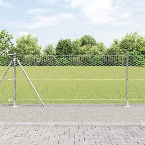 Zaun mit Pfosten Silber, 0,8 x 100 m PVC-beschichteter Stahl, robustes Gitter für Garten, Geflügel, sicherer Hühnerstall, langlebiger Schutz