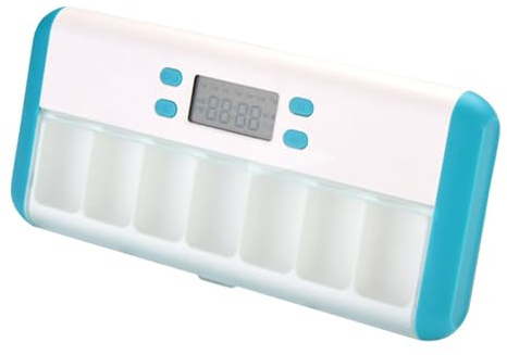 WNDUOKXH Reise Pillenbox mit Fächern, intelligenter Timer und Alarmfunktion, zuverlässiges Erinnerungssystem, 7 Tage tragbar