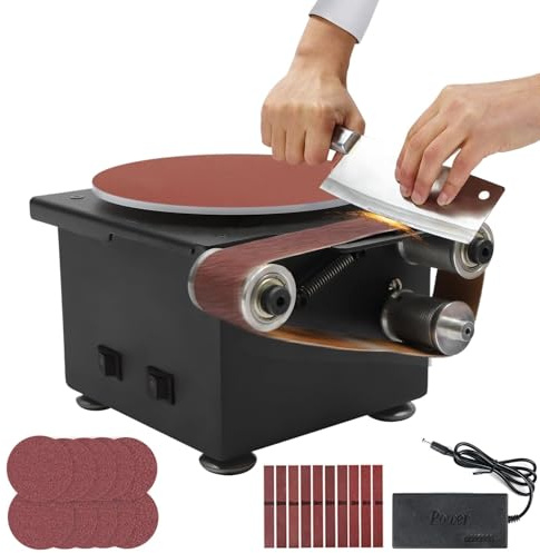 Belt Disc Sander - Adjustable Speed, Multi-Purpose Combination Bench Sander for Wood, Metal, Stone