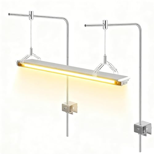Fish Tank Light Stand, 2PCS Adjustable Aquarium Light Stand, Stainless Steel Aquarium Light Holder Tank Universal Riser Mounting Bracket Hanging Kit for Freshwater & Marine Aquariums (with Stand)