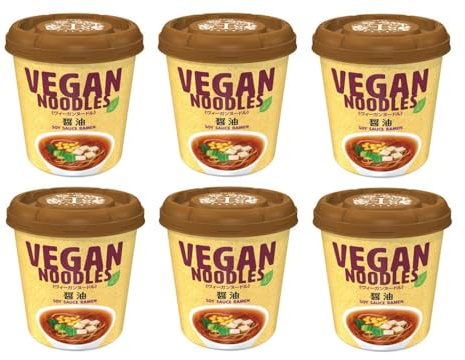 Japanese Vegan Instant Noodles, Soy Sauce Ramen, Made in Japan, Non-Fried Noodles, Pack of 6 x 53 g