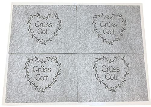 Steinnacher Boltze Platzsets Tischsets Filz Grüß Gott grau 4er Set 35x45cm Essunterlage