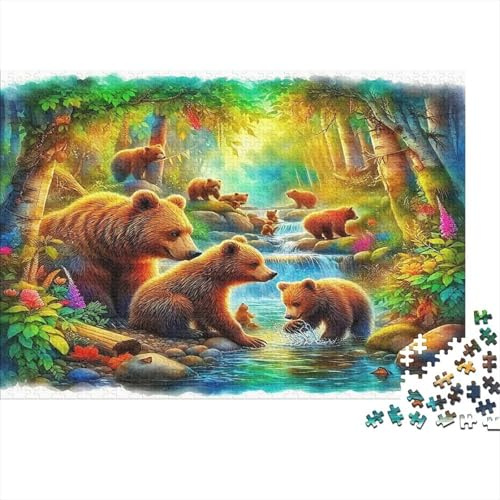 Bear Family 1000 Pieces Wiederverwendbar für Erwachsene Jigsaw Puzzle Interessant Familienspiel 52x38cm/1000 Pieces Hochwertig Langlebig