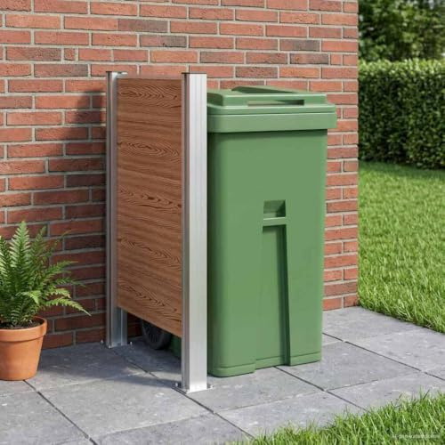 Canditree Clôture Aluminium pour Poubelle Cache-Poubelle Extérieur (Marron) | Abri pour Poubelle, 85 x 12 x 115 cm, Taille de Bac Adaptée 120L /240L
