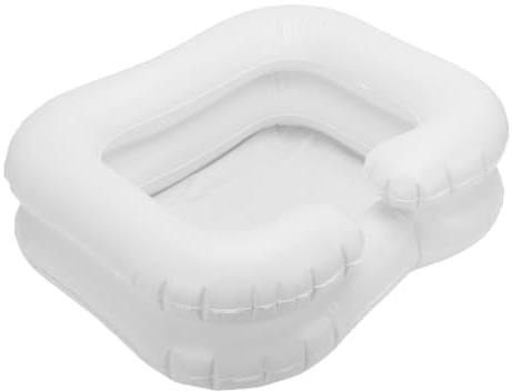 Zerodis Lavandino Gonfiabile per Capelli, Bianco | PVC a doppio strato, supporto per il collo, gonfiaggio rapido, pieghevole leggero portatile, per viaggi in campeggio a casa