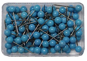 ALCO-Albert 614 - Landkartennadeln, Ø 5 x 16 mm, Dose á 100 Stück, hellblau