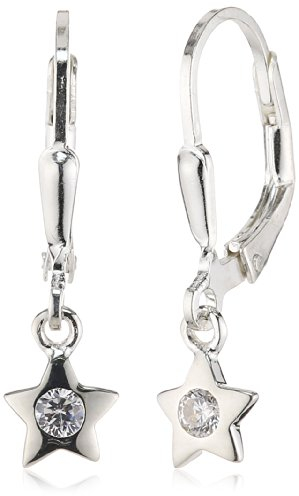 Zeeme for Kids Kinder Ohrringe 925/- Sterling Silber 2,2cm Glänzend Zirkonia weiß 360230457