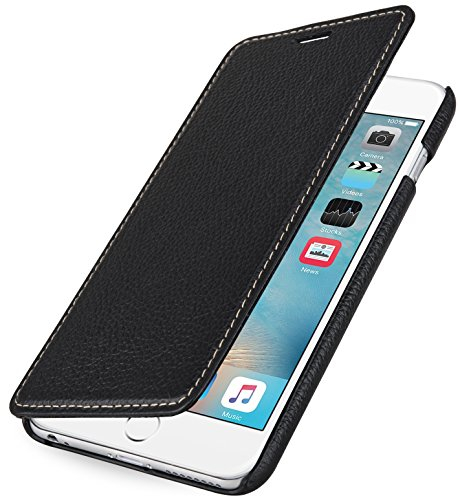 STILGUT Leder-Hülle kompatibel mit iPhone 6s Plus/iPhone 6 Plus Book Type, schwarz