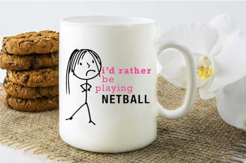 60 Second Makeover Limited Ladies I'd Rather Be Playing Netball Mug Netball Gifts for Women 11oz Ceramic Coffee Cup Team Player Hobby Mug Sports Present Dishwasher Safe Microwave Safe