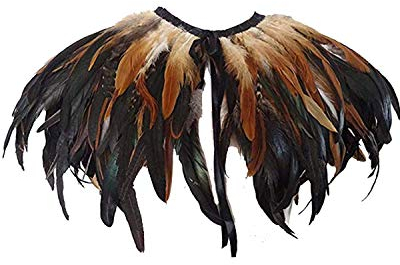 keland Gothic Feder Umhang Schal Bolero Kragen Federumhang Federkragen Federjacke Schultertuch Schulterumhang Halloween-Kostüm (Gelb)