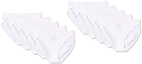 Amazon Essentials Slip Intimo A Gamba Alta in Cotone (Disponibile in Taglia Forte), Traspirante Donna, Pacco da 10, Bianco, 42