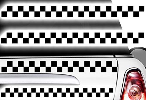 HR-WERBEDESIGN Aufkleber Karomuster Race Turbo Flag Seitenaufkleber Karo Sticker Taxi Dekor xxn