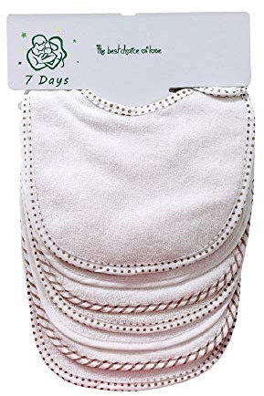 Juego de 7 baberos para bebé de doble capa, 100% algodón absorbente blanco blanco (white)