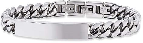 Save Brave Herren Armband aus robustem Edelstahl - mit Gravurplatte - Schnappverschluss - in der Länge erweiterbar 18,5 + 3cm - inkl. Schmuckverpackung