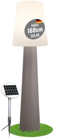 8 seasons design LED Solar Stehlampe No. 1, 160cm groß (Taupe), warmweißes Licht, Solarlampe mit Dämmerungssensor, Solarpanel, Stehlampe für außen (Garten, Terrasse, Balkon)