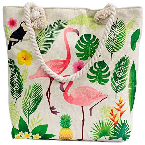 Ancient Wisdom Rope Handle Bag - Flamingo & More