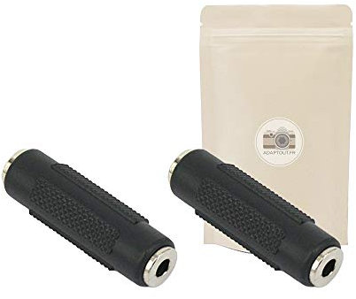X2 Coupleur Prise Mini Jack 3.5mm Femelle - Femelle Stereo Adaptateur Minijack Connecteur rallonge Cable ADAPTOUT Marque FRANÇAISE