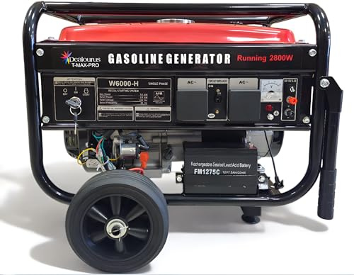 T-MAX Portable Petrol Generator 6000W-E, 3.4KVA, With Wheels