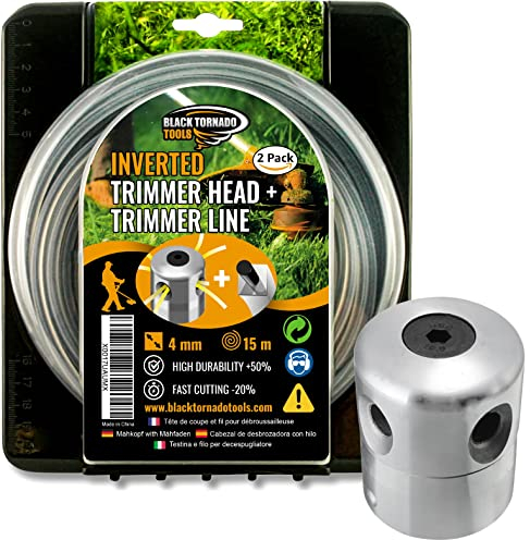 Black Tornado Tools Testina DECESPUGLIATORE Universale Professionale in Alluminio - 15 MT di Filo Ultra Resistente - Giro ORARIO