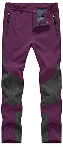 donhobo Damen Gefüttert Winterhose Softshellhose Wanderhose Warm Funktionshose Wasserabweisende Atmungsaktive Strapazierfähige Outdoorhose (Lila, S)