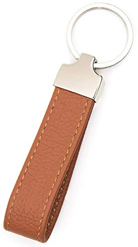 Tidero Schlüsselanhänger Leder | Geschenk Weihnachten Jahrestag Geburtstag Männer Frauen | 100% Handmade in Germany - Hellbraun
