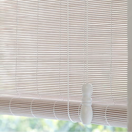 Tende in bambù Bianca Tenda a Rullo in bambù Tapparella Avvolgibile Bamboo,Filtraggio della Luce Schermata Privacy per Soggiorno Camera da Letto Ufficio,Taglia Personalizzabile (50x150cm/20x59in)
