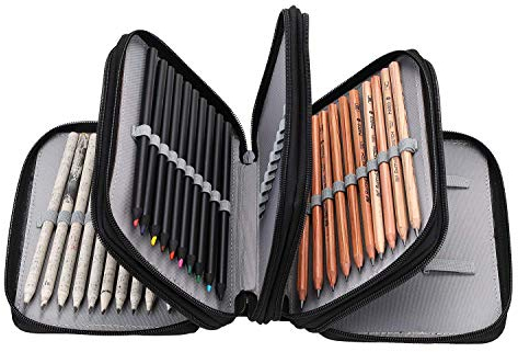 Federmappe 4 Fächer Federmäppchen Große Kapazität Federtasche Bleistifte Beutel Mäppchen 72 Slots Stiftemappe Stifte Organizer Schulmäppchen Schreibwaren Stiftetasche für Kinder Erwachsene