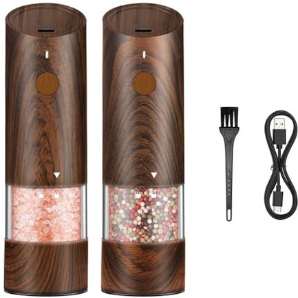 Gosera Electric Salt and Pepper Grinder Set-Automatic Pepper and Salt Grinder Refillable with 6Adjustable Coarseness Adjustable