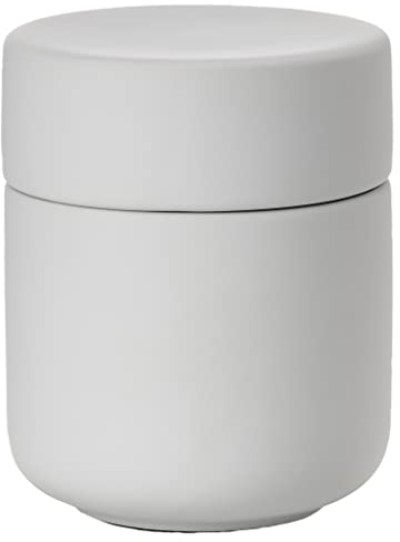 Zone Denmark Ume Keramikdose mit Deckel fürs Bad, Deko Badezimmer, Badezimmer Organizer, Hübsche Dose für Aufbewahrung, aus Keramik, Durchm. 8,3 cm, Höhe 10,3 cm, Hellgrau (Soft Grey)
