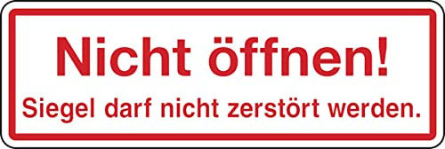 Dreifke® Aufkleber Sicherheitsetikett, Nicht öffnen! Siegel darf nicht zerstört werden. - Bogen = 5 Stück Dokumentenfolie selbstklebend 60x20mm
