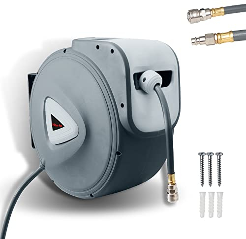 Lospitch Druckluftschlauch Aufroller automatisch 30M Druckluftschlauch Schlauchaufroller 1/4' Anschluss Schwenkbar Schlauchtrommel Wandmontage