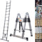 Steel Folding Ladder - 12.5ft/3.8m Telescopic, Foldable, Retractable, A-Frame for Home, Stairs, Window Cleaning, Garden Working