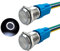 Aiqeer 2 Piezas 16 mm Interruptores de Botón Momentáneo, 12V / 24V 5A Interruptor de Botón LED Blanco, Interruptor Pulsador Metálico Impermeable, con Enchufe Precableado