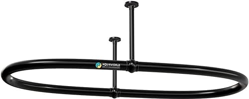 Aquaworld ovale Duschvorhangstange für Badezimmerdekoration, Deckenmontage, robuste Konstruktion, Schwarze Duschvorhangstange, ideal für kleine Badezimmer, Größe: 110 x 64 x 28 cm