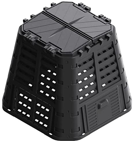 SKM Composteur de Jardin Noir 93,3x93,3x80 cm 480 L